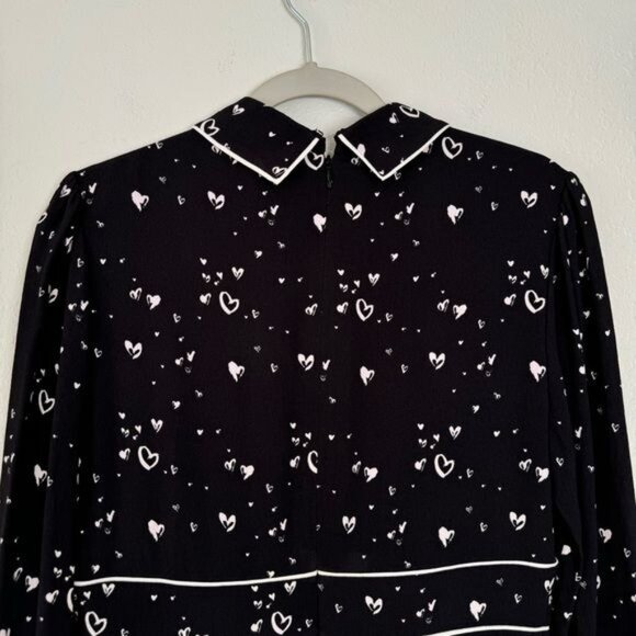 NWT Parker black white heart Kaylin mini fit and flare dress 50s 8 - Picture 9 of 13